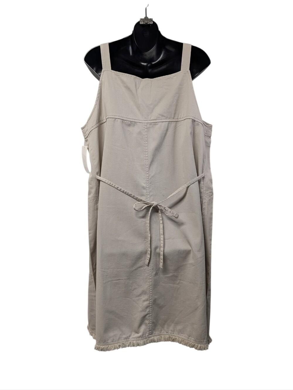New Addition Maternity Beige Khaki Overall Dress Jumper Adjustable Straps Tie... - Picture 2 of 6